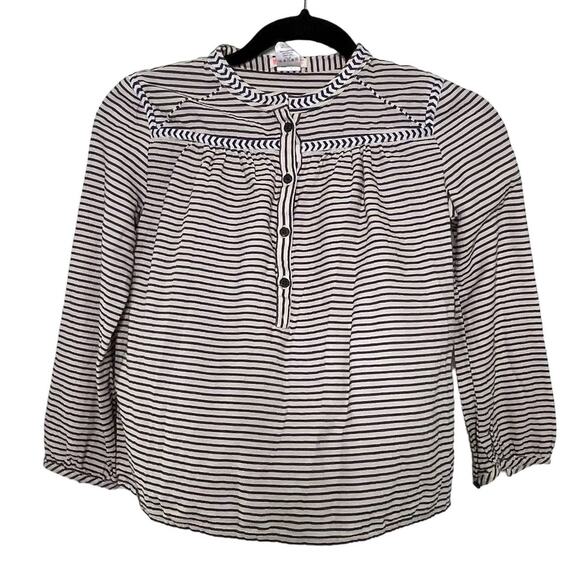 Girl's 10 Crewcuts Top Blouse Long Sleeve Striped Pattern Button Front Nautical - Picture 1 of 10